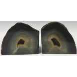 PR OF POLISHED AGATE GEODE HALF SPECIMEN BOOKENDS