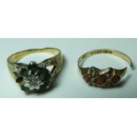 2X9CT GOLD RINGS 1 CUT & 1 MISSING STONE 5.3G