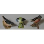 3 BESWICK BIRDS NUTHATCH, CHAFFINCH, BLUETIT (1ST)