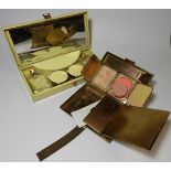 LADIES FITTED VANITY CASE & GILT METAL FITTED COMPACT EVENING BAG