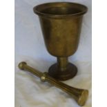 LARGE BRASS PESTLE & MORTAR 9'H