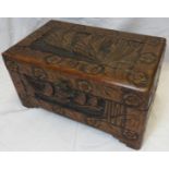 CARVED CAMPHOR WOOD SMALL BOX 14' LONG