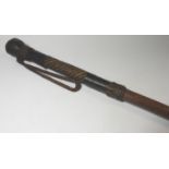 PLANTATION MASTERS LEATHER WOVEN & MALACH EARLY C19th CANE