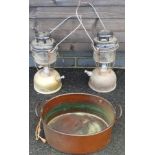 2 TILLEY LAMPS & COPPER TROUGH