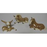 3 SZIELER ORNAMENTS 2 HORSES & FAWN A/F