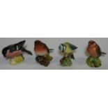 4 BESWICK BIRDS BLUETIT, 2 ROBINS & BULLFINCH