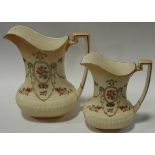 2 CROWN DEVON FLORAL GARLAND DECORATED JUGS