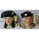 2 SMALL ROYAL DOULTON CHARACTER JUGS GEORGE WASHINGTON & CHRISTOPHER COLUMBUS