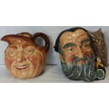 2 ROYAL DOULTON CHARACTER JUGS JOHN BARLEYCOM & MERLIN D6529