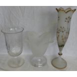 OVERLAY GLASS VASE & 2 OTHERS