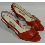 PR OF GUCCI RED SLING BACK, PEEPTOE SHOES UNWORN SIZE 38/5