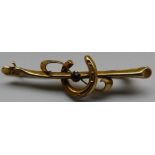 9CT GOLD HORSESHOE BROOCH 1.3G