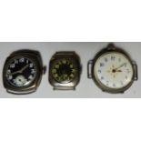 3 SILVER CASED WRISTWATCHES INC ENILA