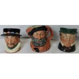 3 SMALL ROYAL DOULTON CHARACTER JUGS BEEFEATER, FALSTAFF & MR PICKWICK