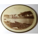 OVAL FRAMED VICTORIAN PHOTO OF COMBE MARTIN BEACH