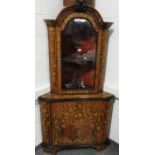 C18th CENTURY DUTCH MARQUETRY INLAID CORNER CABINET