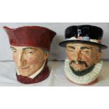 2 ROYAL DOULTON CHARACTER JUGS BEEFEATER D2606 & THE CARDINAL