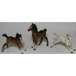 3 BESWICK FOALS (2 STRETCHED & 1 STANDING)