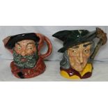 2 ROYAL DOULTON CHARACTER JUGS FALSTAFF RD 857578 + PIED PIPER D6403