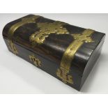 BRASS BOUND HARDWOOD TABLE BOX