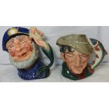 2 ROYAL DOULTON CHARACTER JUGS THE POACHER D6429 & OLD SALT D6551