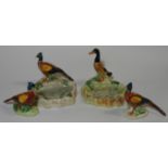 2 BESWICK SMALL PHEASANTS, PHEASANT & MALLARD ASHTRAYS