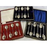 SILVER 3 BOX SETS TEASPOONS (1 MISSING) 142G