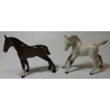 2 BESWICK FOALS ROCKING HORSE GREY & BROWN GLOSS