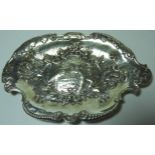 SILVER DISH WITH FIGURAL DECOR IMPORT MARKS FOR LONDON 1898