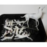 QTY OF MILK GLASS ANIMAL ORNAMENTS