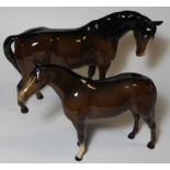 BESWICK BROWN GLOSS HORSE (TAIL TO BACK LEFT LEG) A/F & PONY