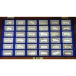 SILVER INGOTS SET OF 36 BEAULIEU MOTOR MUSEUM MOTOR CARS BY JOHN PINCHES IN FITTED BOX WITH CARDS