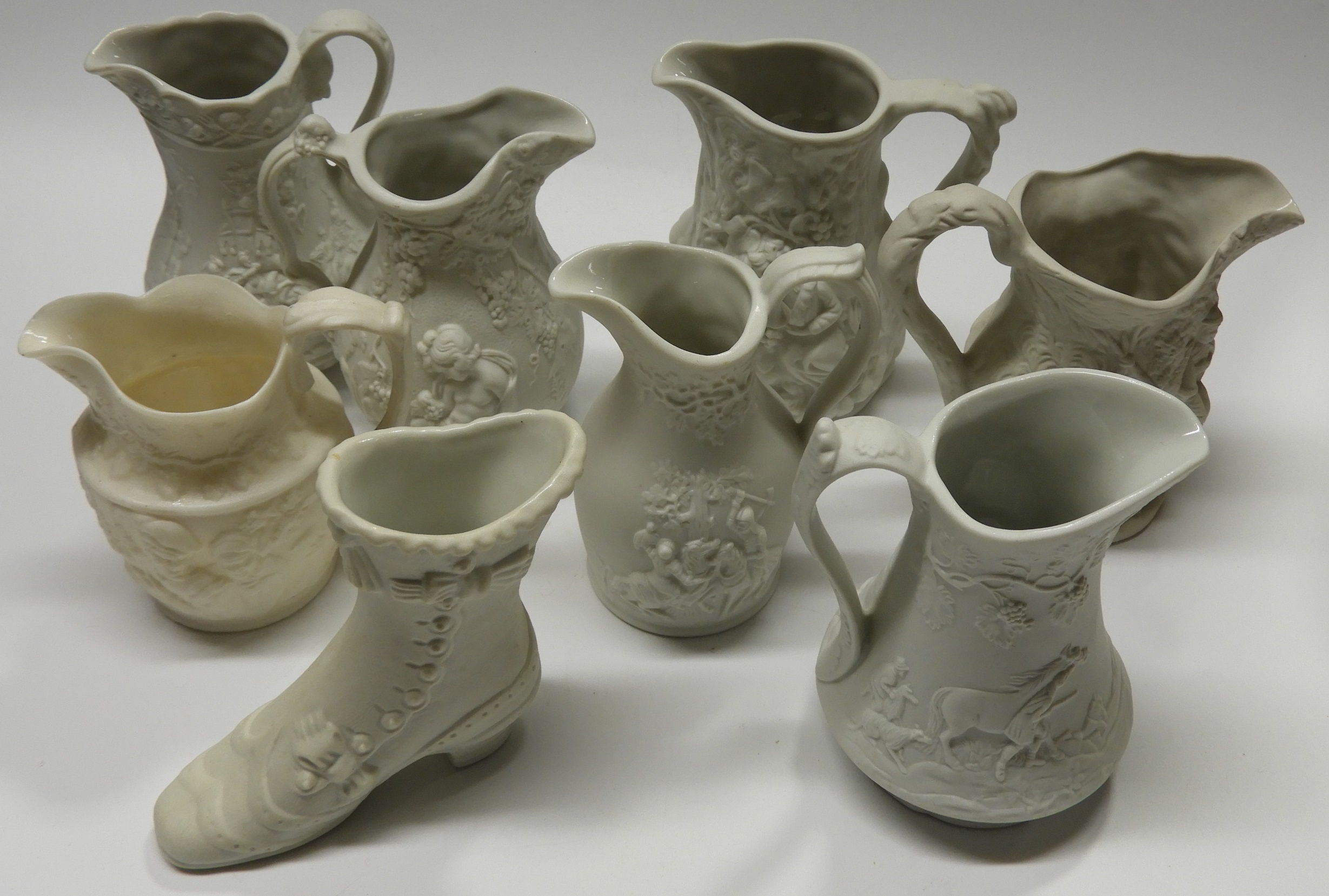 7 PORTMECRION PARIAN SMALL JUGS & A BOOT