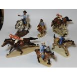 HAGEN RENAKER 4 COWBOY & INDIAN FIGURES + 2 JOCKEYS