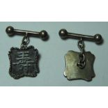 PR OF WHITE METAL CUFFLINKS BEARING CHINESE MARKS