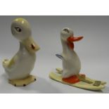 BESWICK DUCK WITH LADYBIRD TO BEAK (760) & BESWICK DUCK ON SKIS