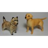 2 BESWICK SMALL DOGS, LABRADOR + CAIRN TERRIER