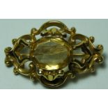 GOLD CITRINE SET VICT BROOCH