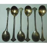 SET OF 6 RUSSIAN SPOONS WITH GILDED BOWLS
