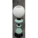 OPAQUE TURQUOISE GLASS OIL LAMP