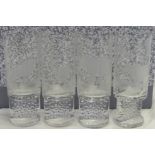 4 SOUTH AFRICAN ETCHED ANIMAL GLASSES