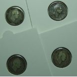 COINS - 1836 & 1837 FOURPENCES, 1835 & 1836 THREEPENCES (4)