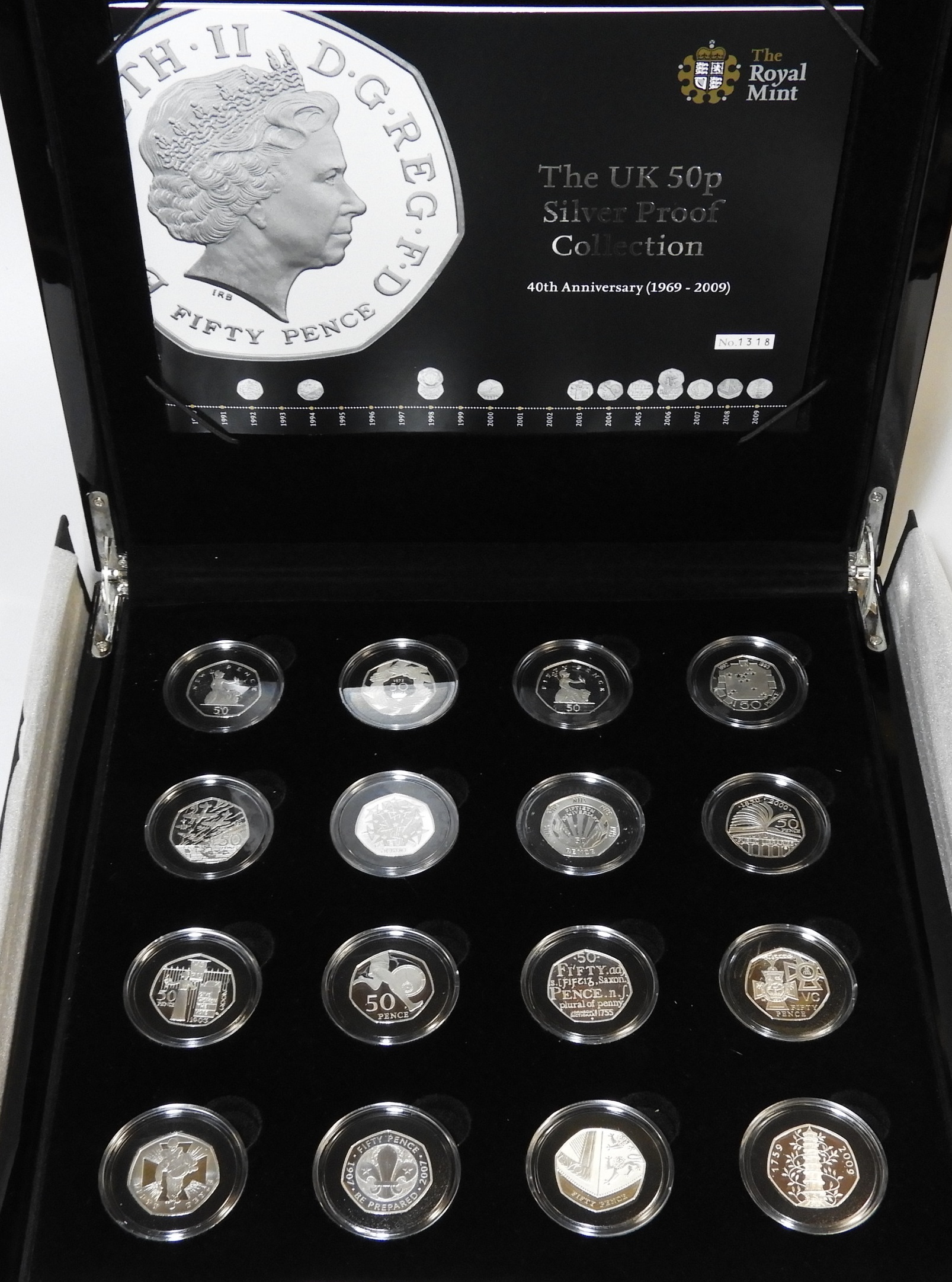 2009 PROOF SILVER UK 50P COIN SET (16)