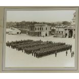 MOUNTED WESTERN MORNING NEWS BLK/WHT PHOTO OF MILITARY PARADE GROUND