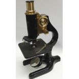 CHARLES PERRY 5447 MICROSCOPE IN MAHOGANY CARRY BOX