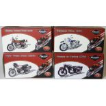 4 BOXED ATLAS CLASSIC MOTORBIKES - BSA GOLDSTAR HONDA CB7504, PEUGEOT 55cl + GNOME ET RHONE