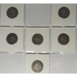 COINS - 1821, 1824, 1825, 1826, 1827 & 1829 SHILLINGS (6)