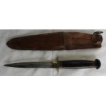 WILLIAM RODGERS COMMANDO KNIFE IN LEATHER SCABBARD 5 1/2' BLADE