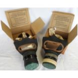 2 CIVILIAN GAS MASKS IN BOXES DATED 1939