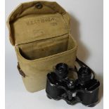 WW2 BRITISH BINOCULARS IN KHAKI CASE DATED 1940